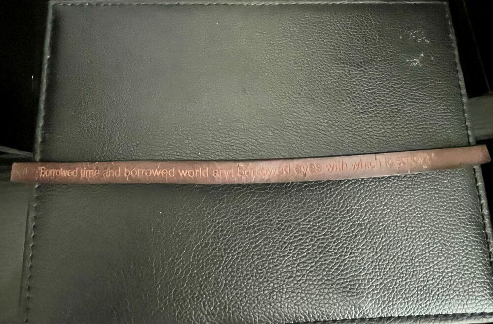 Cormac McCarthy "The Road" Quote Engraved Brown Leather Bracelet Brass Buckle